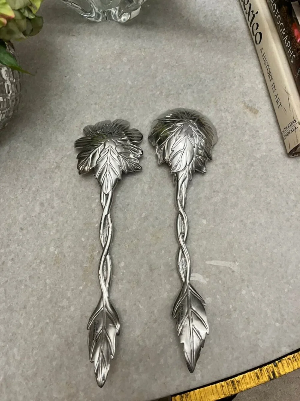 vintage Fitz and Floyd Botanical floral serving utensils set of 2